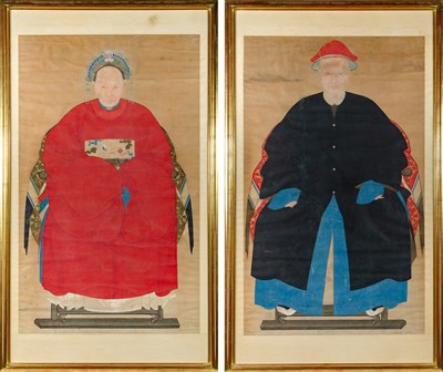 Lot 275 - A Large Pair of Chinese Portraits