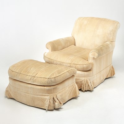Lot 212 - Upholstered Club Chair and Ottoman