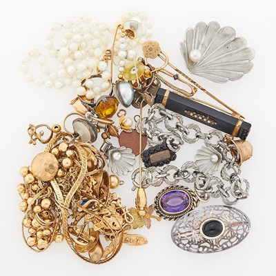 Lot 2008 - Group of Gold, Low-Karat Gold, Gold-Filled, Silver and Metal Jewelry