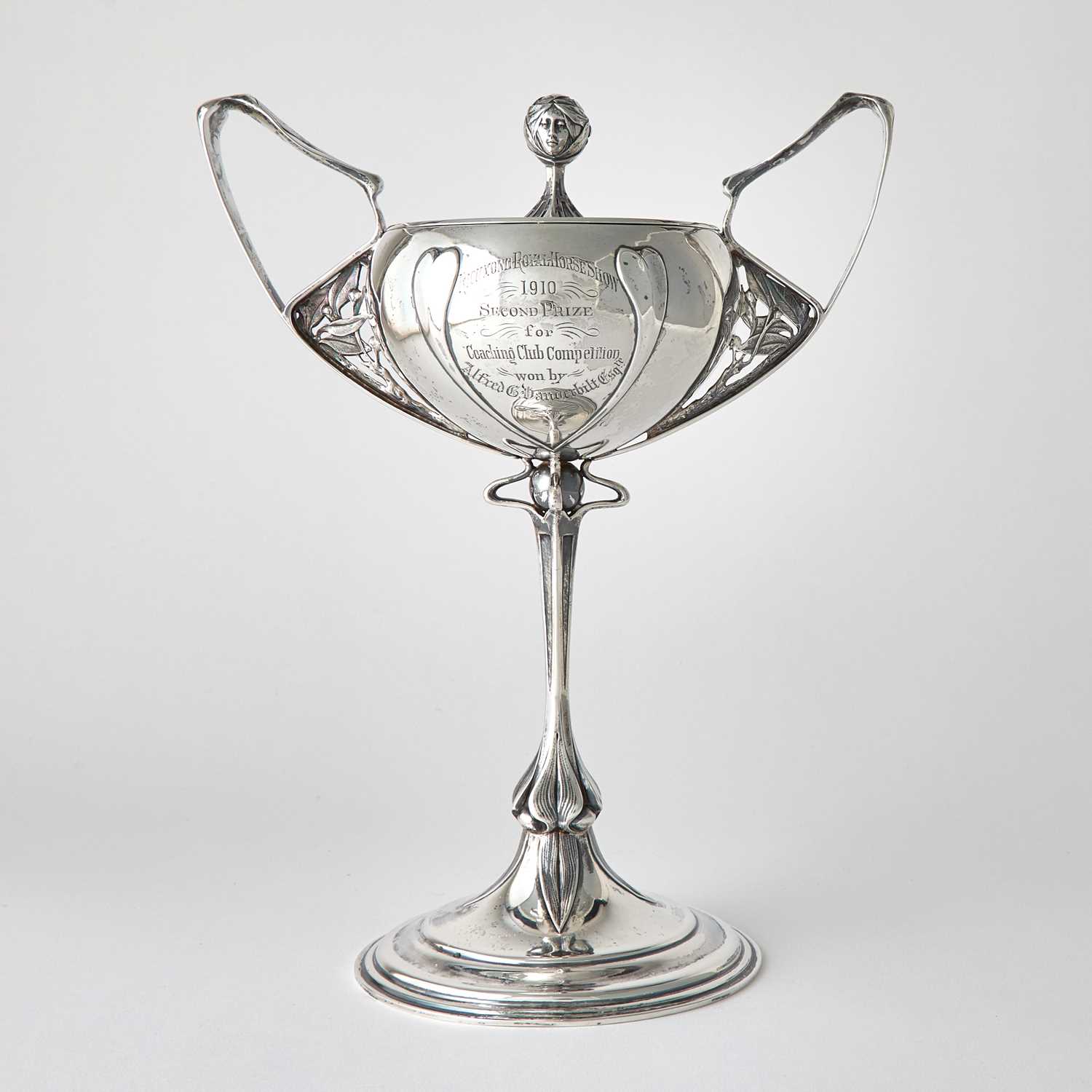 Lot 164 - Equestrian Interest: Victorian Art Nouveau Sterling Silver Two-Handled Trophy