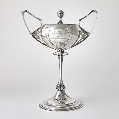 Lot 164 - Equestrian Interest: Victorian Art Nouveau Sterling Silver Two-Handled Trophy