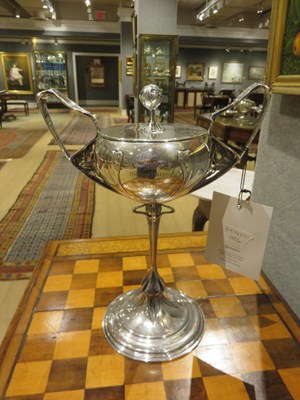 Lot 164 - Equestrian Interest: Victorian Art Nouveau Sterling Silver Two-Handled Trophy
