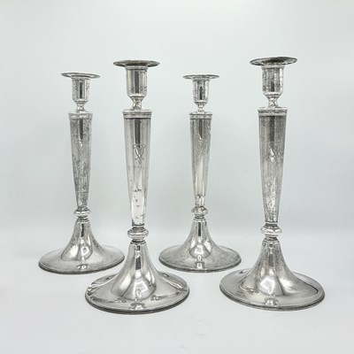 Lot 1103 - Set of Four Tiffany & Co. Sterling Silver Candlesticks