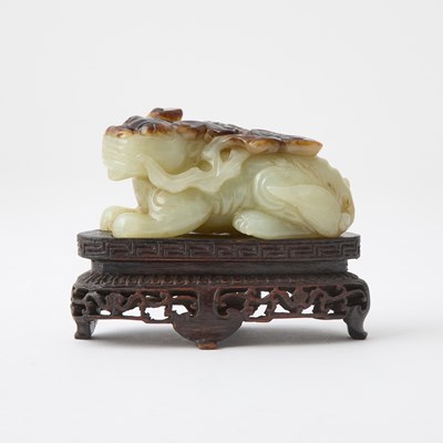 Lot 349 - A Chinese Yellowish Celadon Jade Qilin