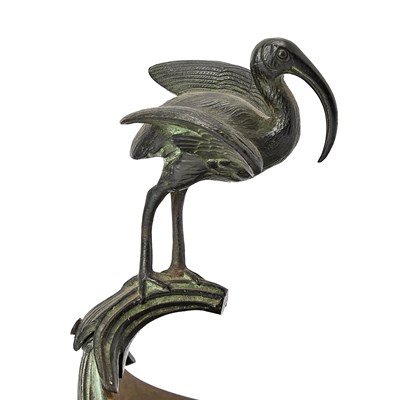 Lot 187 - Pair of French Egyptian Revival Patinated Green and Brown Bronze Tazzas