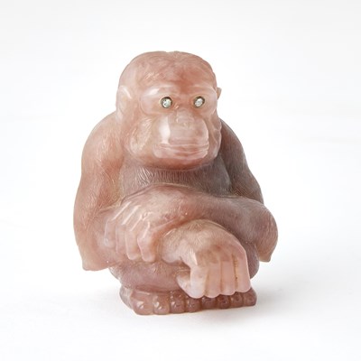 Lot 229 - Fabergé Style Hardstone Figure of a Chimpanzee