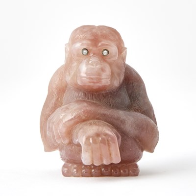 Lot 229 - Fabergé Style Hardstone Figure of a Chimpanzee