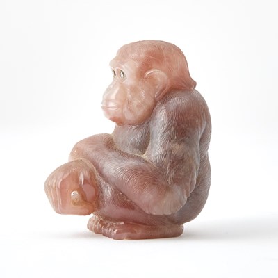 Lot 229 - Fabergé Style Hardstone Figure of a Chimpanzee