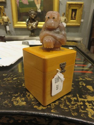 Lot 229 - Fabergé Style Hardstone Figure of a Chimpanzee