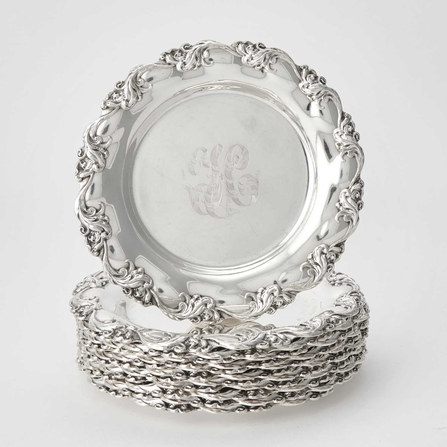 Lot 148 - Set of Twelve American Sterling Silver Bread Plates