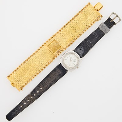 Lot 2054 - White Gold and Diamond Wristwatch and Gold Wristwatch