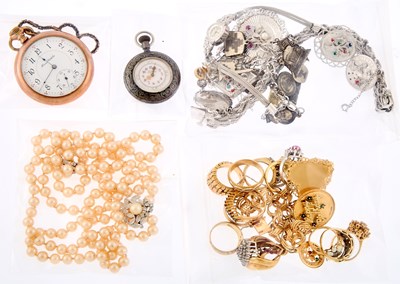 Lot 2062 - Group of Gold, Gold-Filled, Silver and Metal Jewelry, Pocket Watches and Costume Jewelry