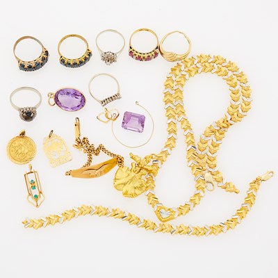 Lot 2067 - Group of Gold, Low Karat Gold, Gold-Filled and Metal Jewelry