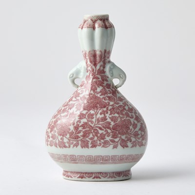 Lot 256 - A Small Chinese Copper Red and White Porcelain Vase