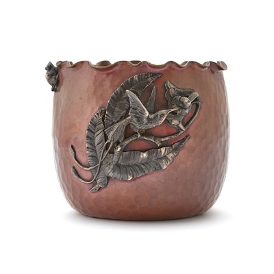 Lot 711 - Gorham Co. Aesthetic Movement Silver Applied Hammered Copper Small Pot