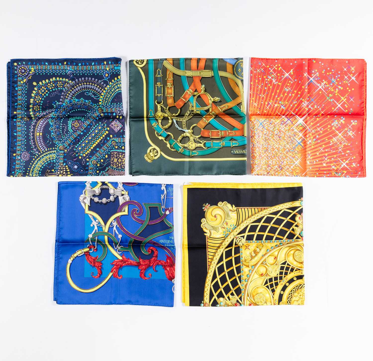 Lot 89 - Five Hermès Silk Scarves