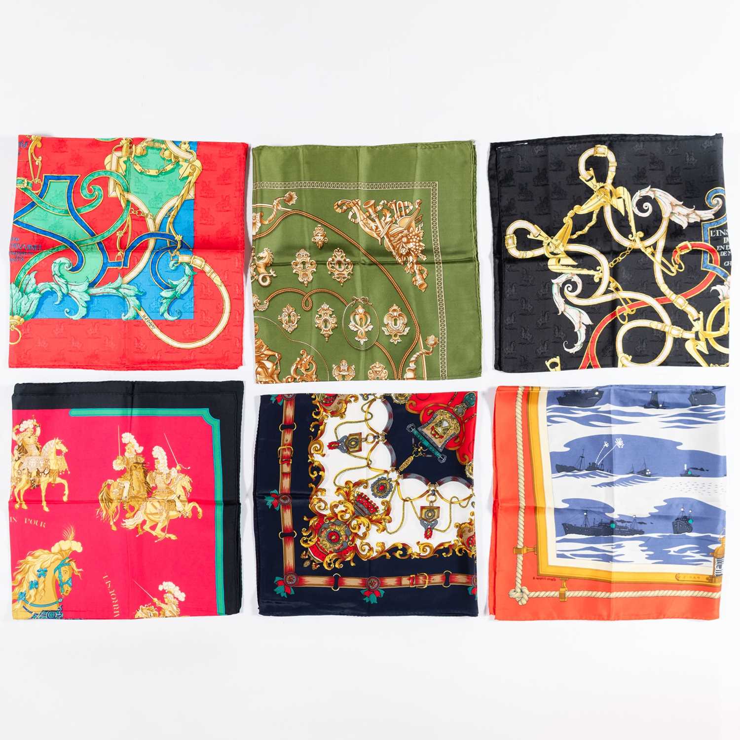 Lot 90 - Six Hermès Silk Scarves