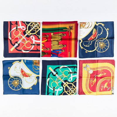 Lot 130 - Six Hermès Silk Scarves