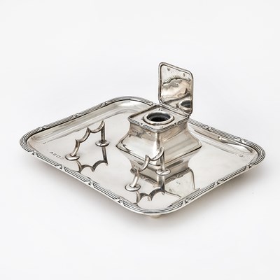 Lot 3107 - George V Sterling Silver Inkstand