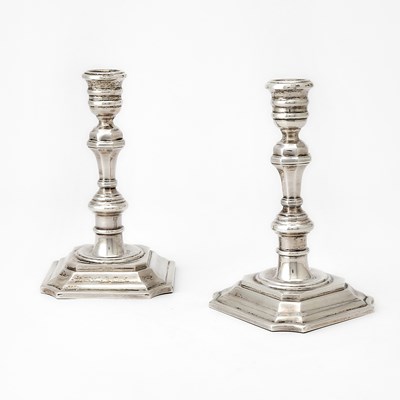 Lot 3171 - Pair of Mexican Sterling Silver Candlesticks