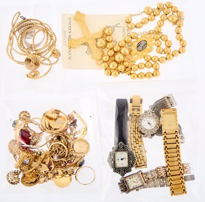 Lot 2070 - Group of Gold, Low Karat Gold, Gold-Filled, Silver and Metal Jewelry and Costume Jewelry