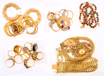 Lot 2076 - Group of Gold, Low Karat Gold, Gold-Filled and Metal Jewelry and Costume Jewelry