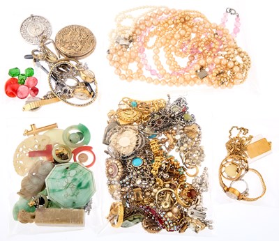 Lot 2078 - Group of Gold, Low Karat Gold, Gold-Filled, Silver, Metal, Gem-Set and Jade Jewelry, Wristwatches and Costume Jewelry and Gold Bullion Bar