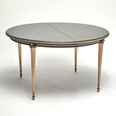 Lot 370 - Black Lacquered and Giltwood Extension Dining Table