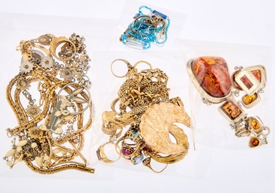 Lot 2112 - Group of Gold, Low Karat Gold, Gold-Filled, Silver and Metal Jewelry and Costume Jewelry