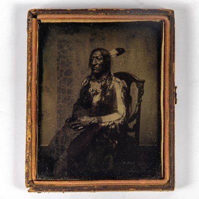 Lot 323 - An ambrotype of Chief War Bonnet by Alexander Gardner