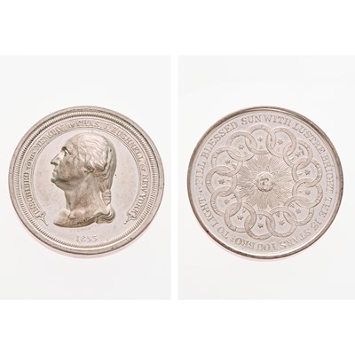 Lot 9 - "1853" Fill Blessed Sun Medal. Baker E-96A, Musante GW-185. White Metal. Prooflike Uncirculated.