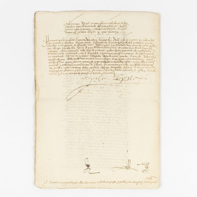 Lot 5 - Manuscript of the contract governing German conquistadors in Venezuela