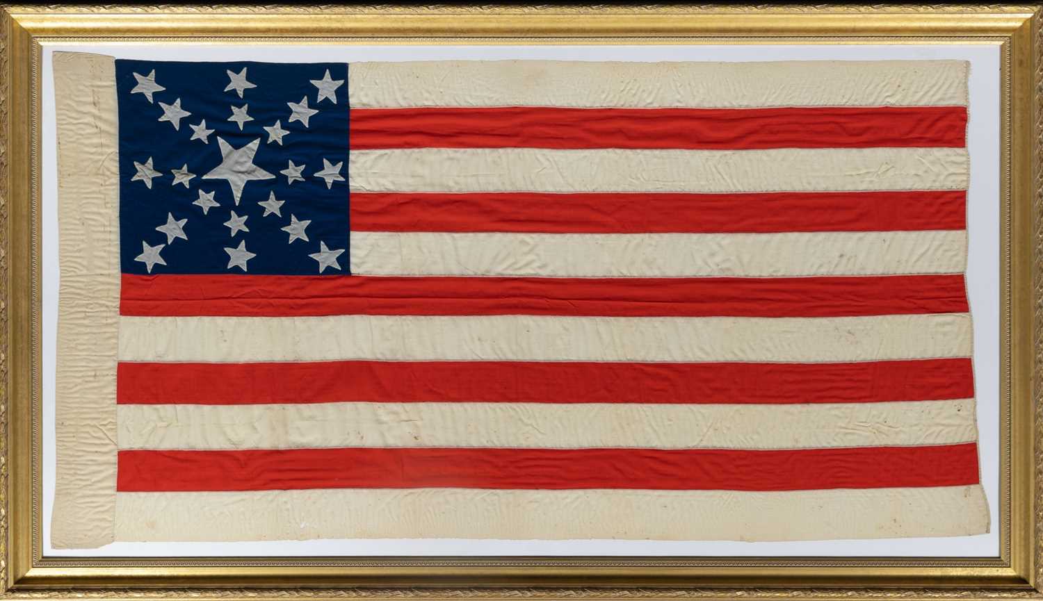 Lot 271 - A large and rare 21-Star United States Flag in the Great Star pattern, circa 1819