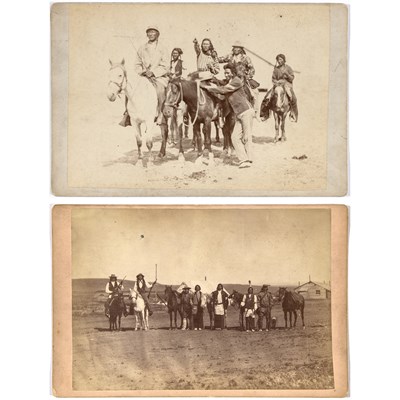 Lot 309 - Two cabinet cards of Indian scouts at Fort Custer