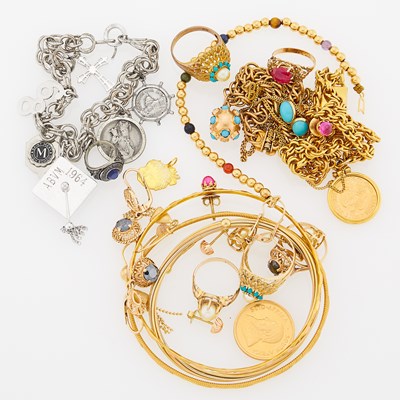 Lot 2137 - Group of Gold, Low Karat Gold, Gold-Filled, Silver and Metal Jewelry