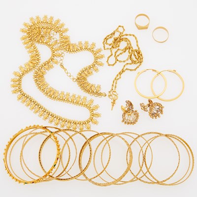 Lot 2151 - Group of High Karat Gold, Gold and Gold-Filled Jewelry
