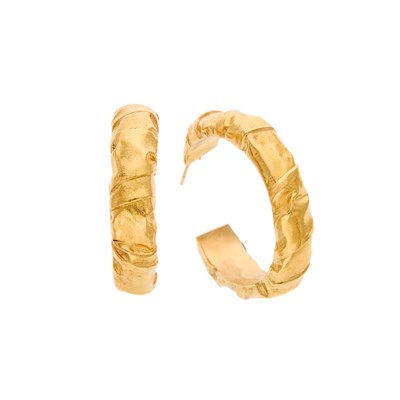 Lot 2180 - Pair of Gold Hoop Earrings