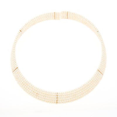 Lot 2256 - Five-Row Freshwater Pearl Choker Necklace