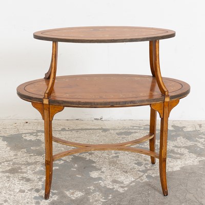 Lot 63 - Edwardian Painted Satinwood Two-Tier Table