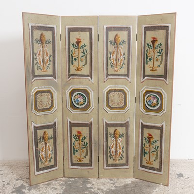 Lot 127 - Paint Decorated Four Panel Screen