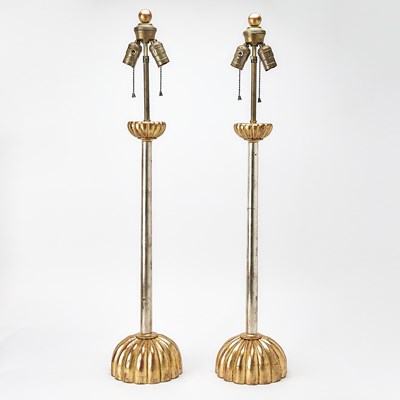 Lot 346 - Pair of Giltwood and Silvered Wood Table Lamps