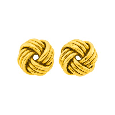 Lot 16 - Tiffany & Co. Pair of Gold Knot Earclips