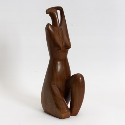 Lot 338 - Modern Carved Wood Sculpture of a Woman