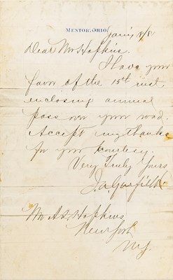 Lot 251 - Garfield letter signed as President-Elect