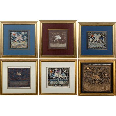 Lot 150 - Six Chinese and Korean Silk Embroidery Rank Badges