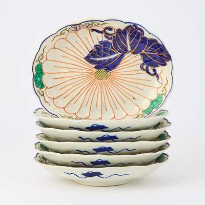 Lot 294 - A Group of Six Japanese Arita Molded Porcelain Oval Dishes