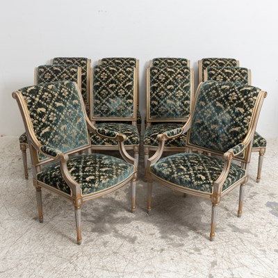 Lot 313 - Set of Ten Louis XV Style Dining Chairs