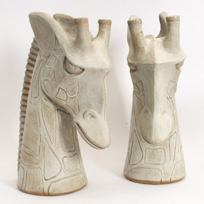 Lot 311 - Pair of Large Ceramic Giraffe Bust Planters