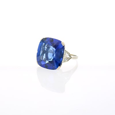 Lot 2222 - Platinum, Synthetic Sapphire and Diamond Ring