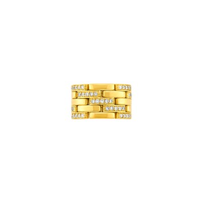 Lot 3 - Cartier Wide Gold and Diamond 'Maillon Panthère' Five-Row Band Ring, France
